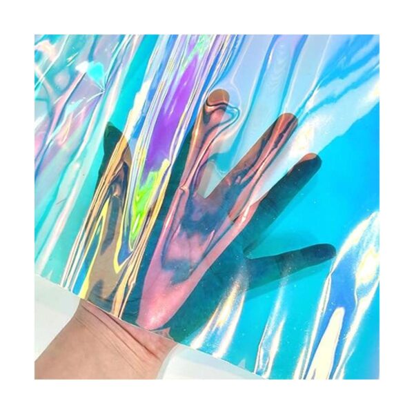 12x53 Inch Iridescent Blue PVC Vinyl Holographic Clear_3