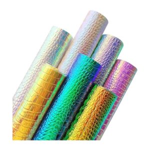 Paquete de 7 hojas de piel sintética iridiscente en_1