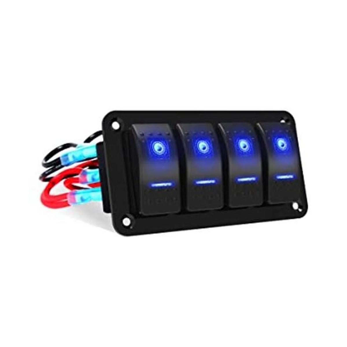 Panel de interruptor basculante de 4 bandas de aluminio