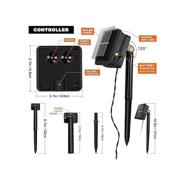 Woohaha Paquete de 2 luces solares de 100 luces LED de 39