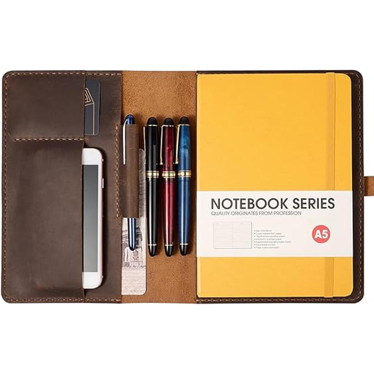 Almohadilla de escritura de cuero premium A5 Funda