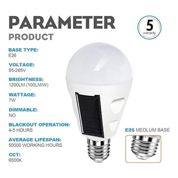 Paquete de 4 bombillas LED solares de emergencia para