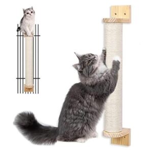 Wall Mounted Cat Scratching Post 21 Wooden Sisal Cat_1