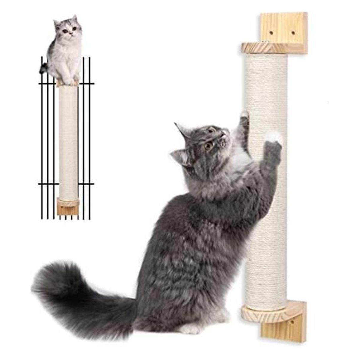 Wall Mounted Cat Scratching Post 21 Wooden Sisal Cat