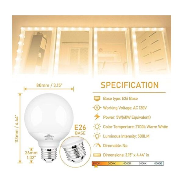 Winshine Bombillas LED G25 para baño bombillas de_4