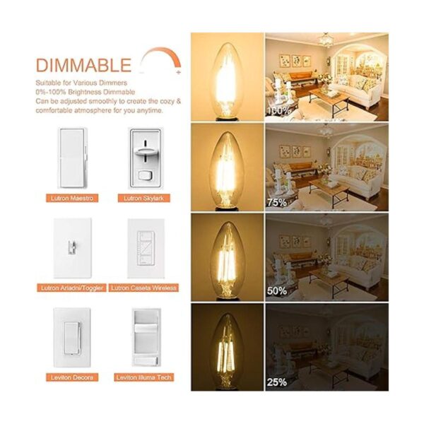 10 Pack Dimmable E12 Led Bulb 2700K Warm White 4W_2