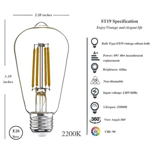 Paquete de 12 bombillas LED Edison equivalentes a 40 W_3