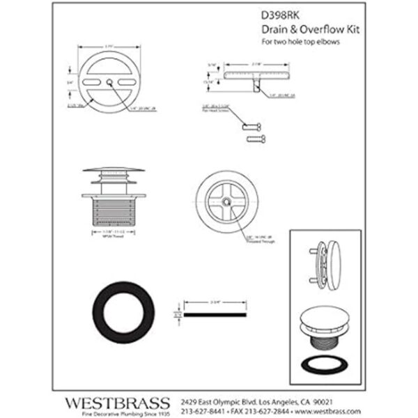 Westbrass Juego de molduras para bañera con punta de_2