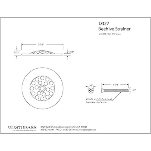 Westbrass Gerber Style BeeHiveTub Colador rejilla con_2