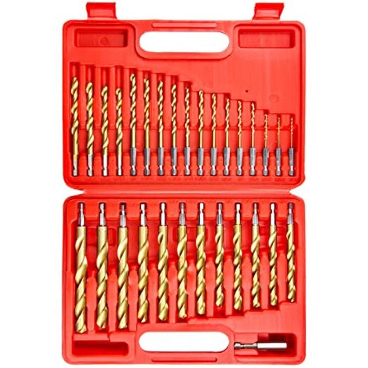 wesleydrill Juego de 30 brocas hexagonales de titanio Hss