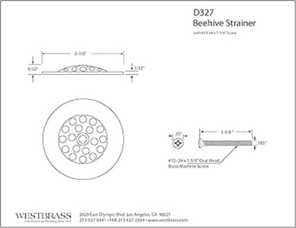 Westbrass Gerber Style D32726 Colador de rejilla con_2
