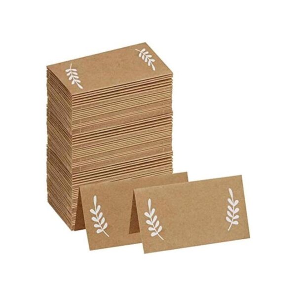Supla 100 tarjetas de lugar con hojas de laurel blanco_1
