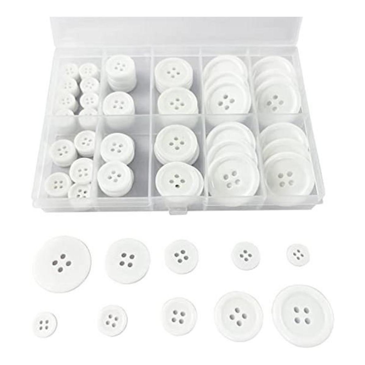 Wennuo 100Pcs White Sewing Buttons4Hole Craft Buttons 5