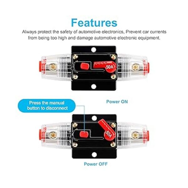 Portafusibles de 50 amperios disyuntor de audio inversor_3