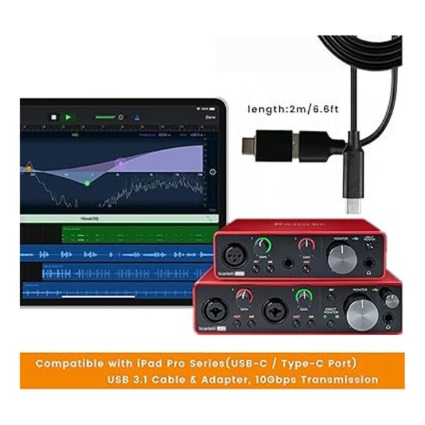 Cable tipo C a USB compatible con Focusrite Scarlett Solo_2