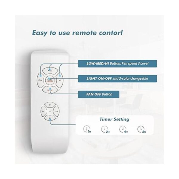 warmiplanet Ventilador de techo con luces mando a