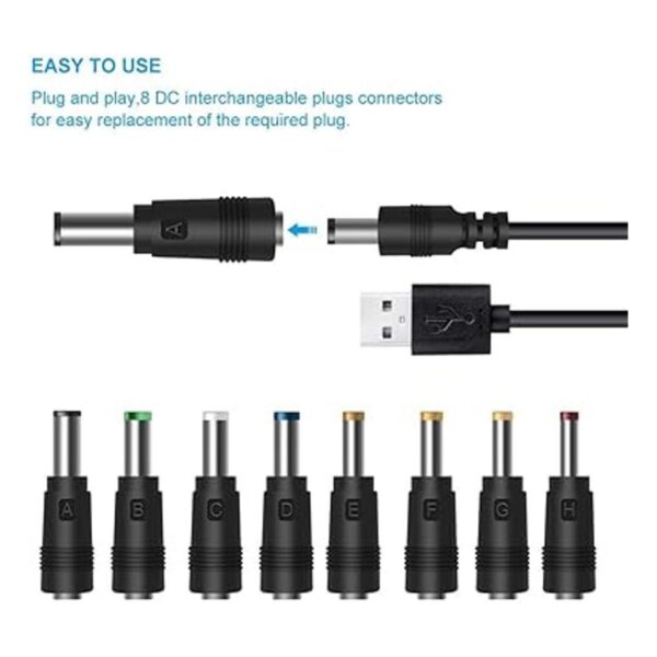 Waremew Adaptador de 8 conectores USB a CC y cable de_4