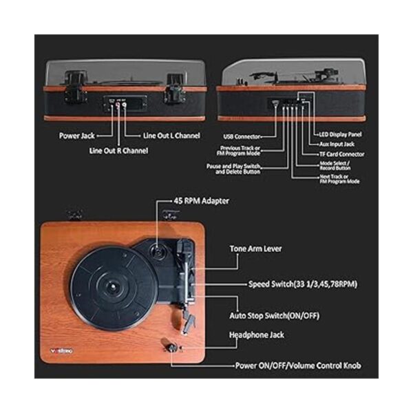 Vosterio Record Player Turntable with Speakers for Vinyl_2