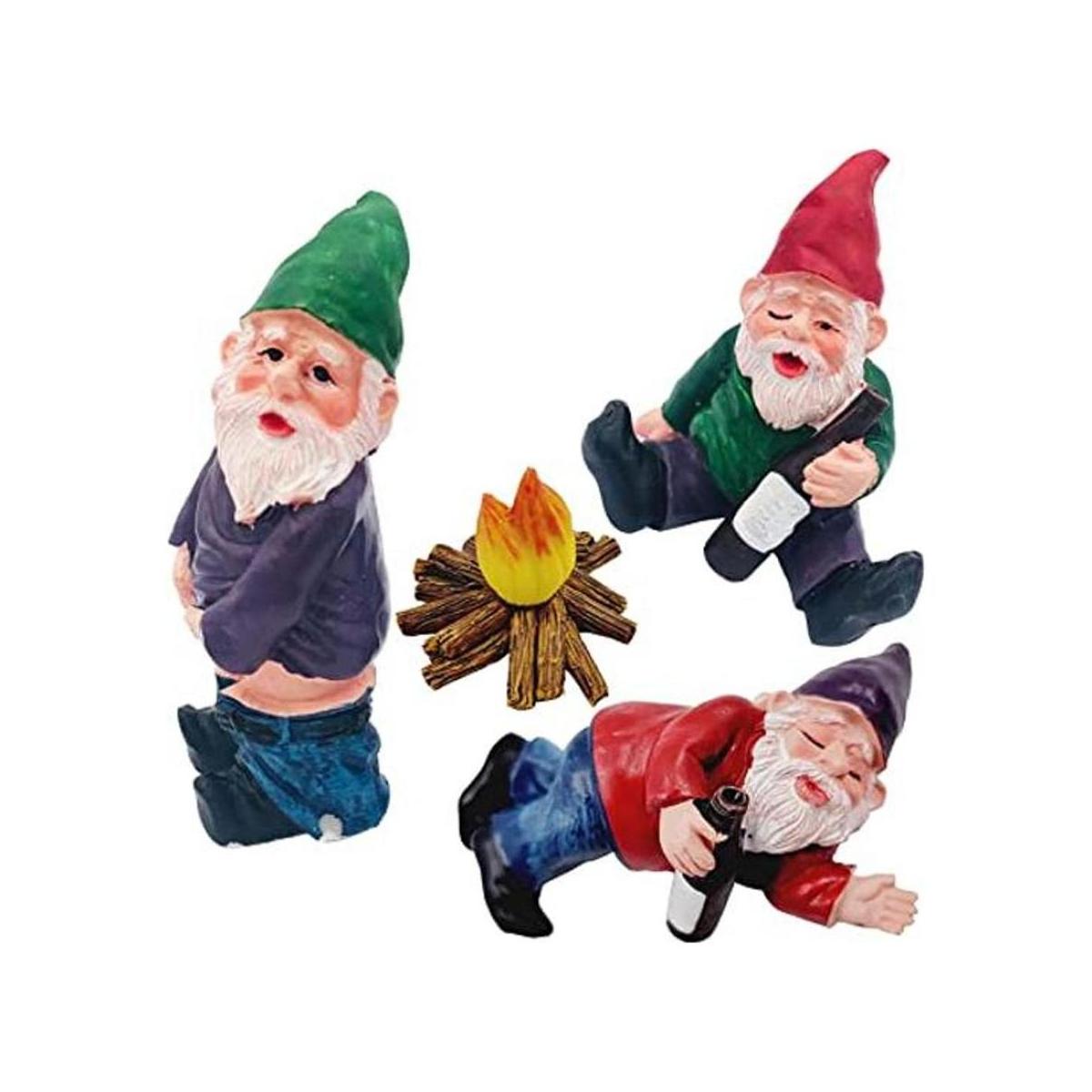 4 gnomos miniatura jardín de hadas gnomos de jardín