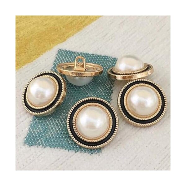 5 botones de perlas doradas de plástico para prendas de_2