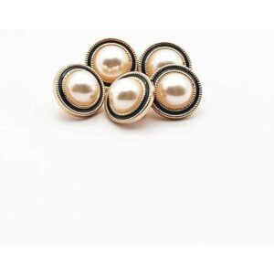 5 botones de perlas doradas de plástico para prendas de_1
