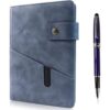 Cuaderno de cuero rayado azul A5 para hombres y mujeres_1