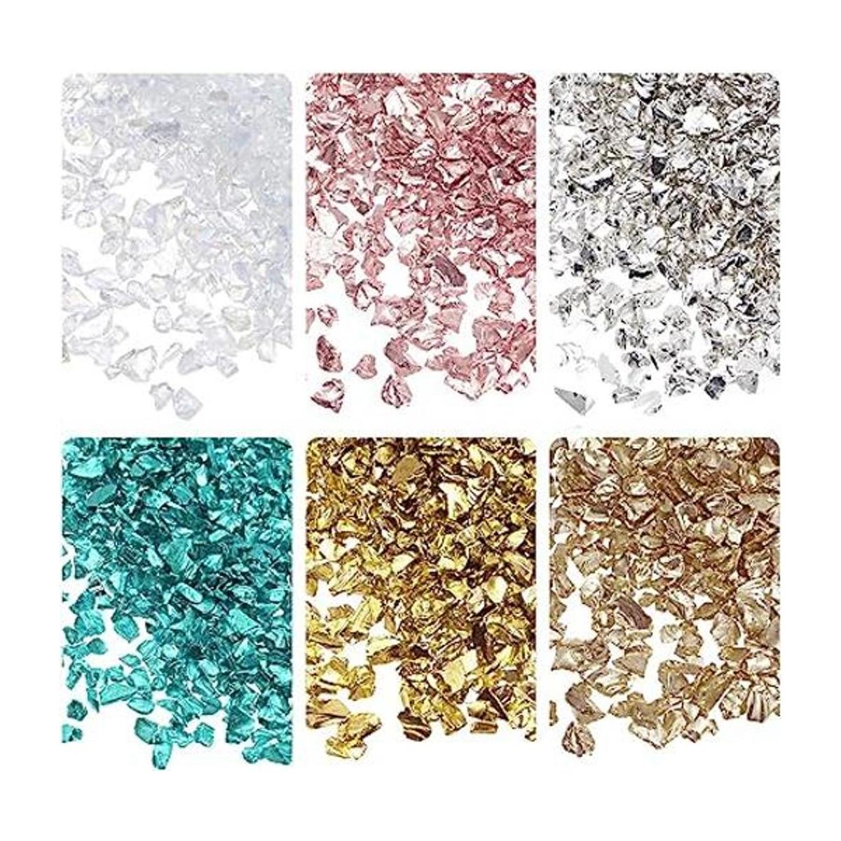 uxcell 6 colores de chips de vidrio triturado vidrio