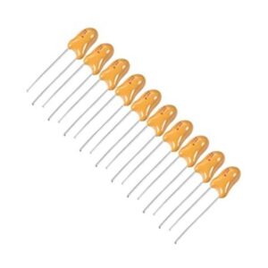 Condensador electrolítico radial amarillo de 1uF_1