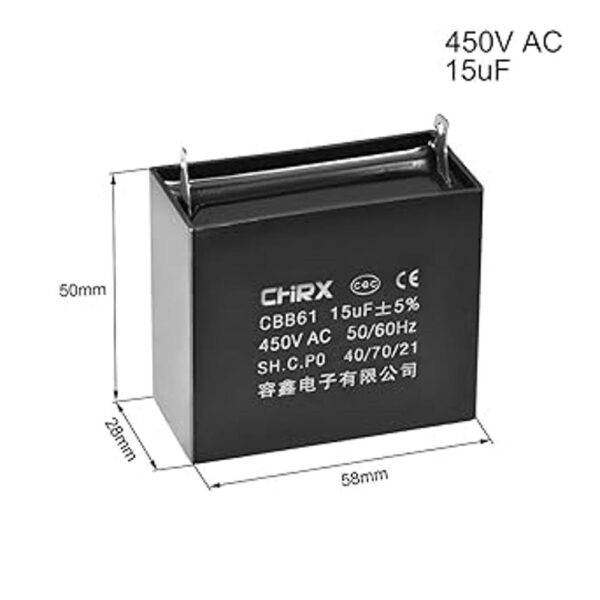 uxcell Condensador de ventilador de techo CBB61 15uF 450V_2