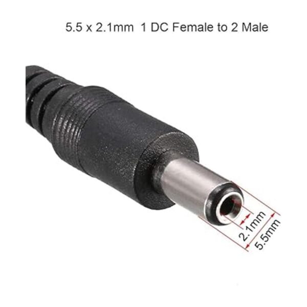 Uxcell 20 cm 5.5 x 2.1 mm DC 1 hembra a 2 macho Cable de_2