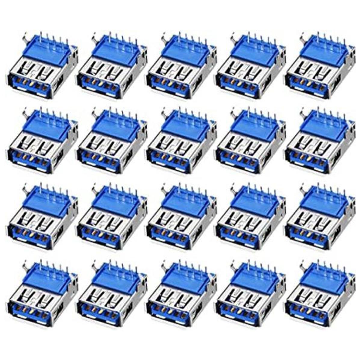 Uxcell Conector USB tipo A 3.0 hembra Jack 9 pines curva