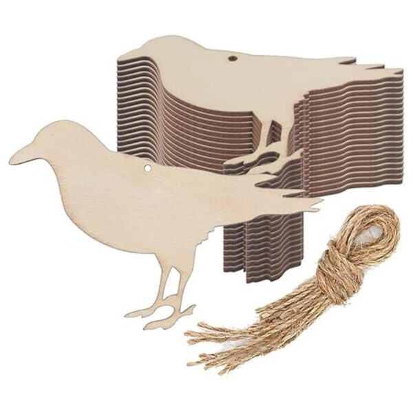 40 piezas de madera de cuervo manualidades recortes de