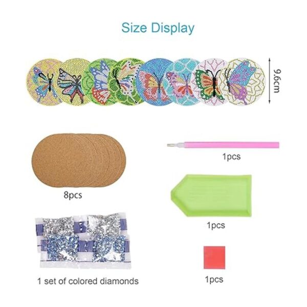 Fennoral 8 posavasos de arte de diamantes con soporte