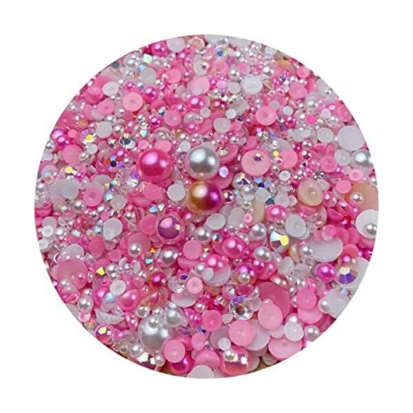 Mezcla de perlas planas y diamantes de imitación_1
