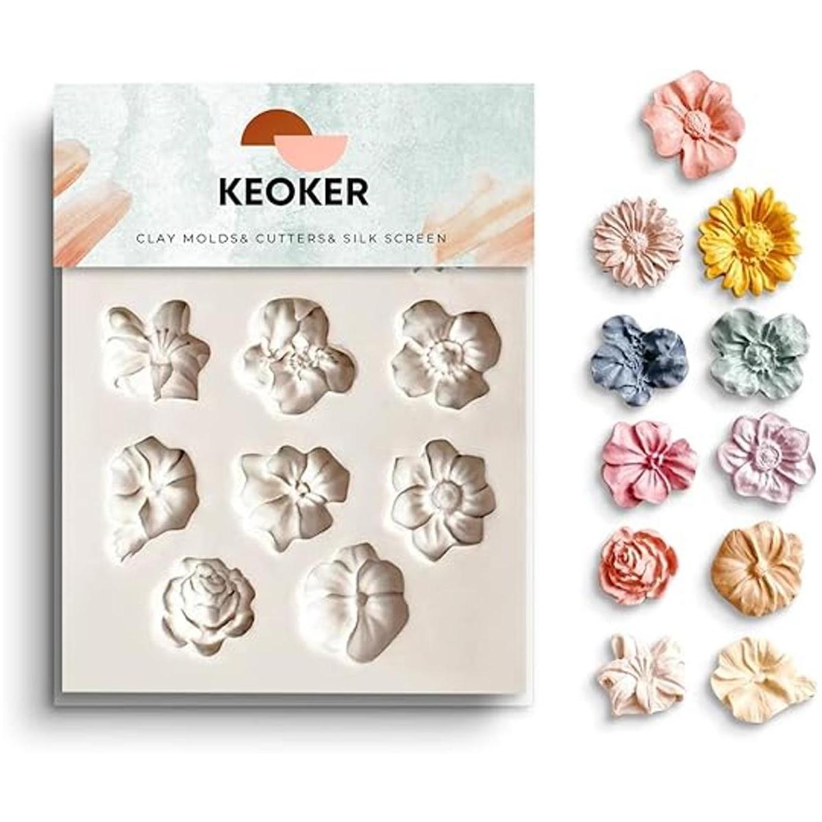 KEOKER Moldes de arcilla polimérica de flores 1 molde de