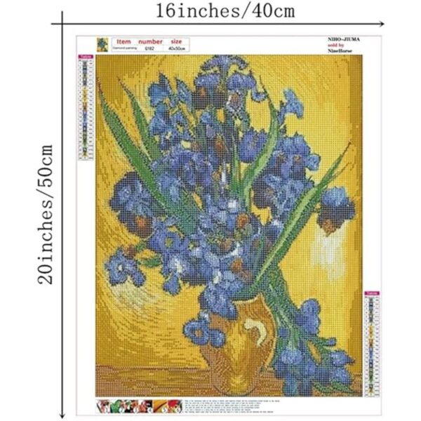 NIHOJIUAM Kits de pintura de diamantes Van Gogh Irises_4