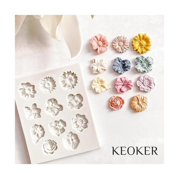 KEOKER Moldes de arcilla polimérica de flores 1 molde de_5