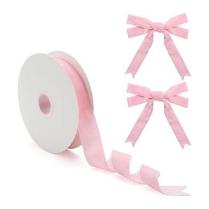 Cinta de terciopelo rosa para envolver regalos de árbol de