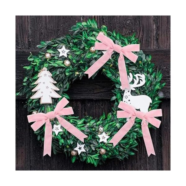 Cinta de terciopelo rosa para envolver regalos de árbol de