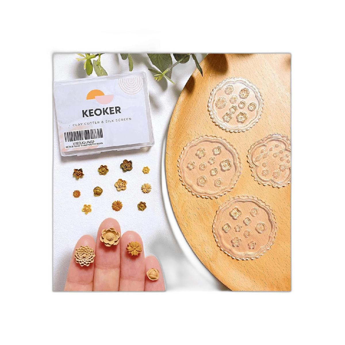 KEOKER Moldes de arcilla polimérica de flores 4 piezas de
