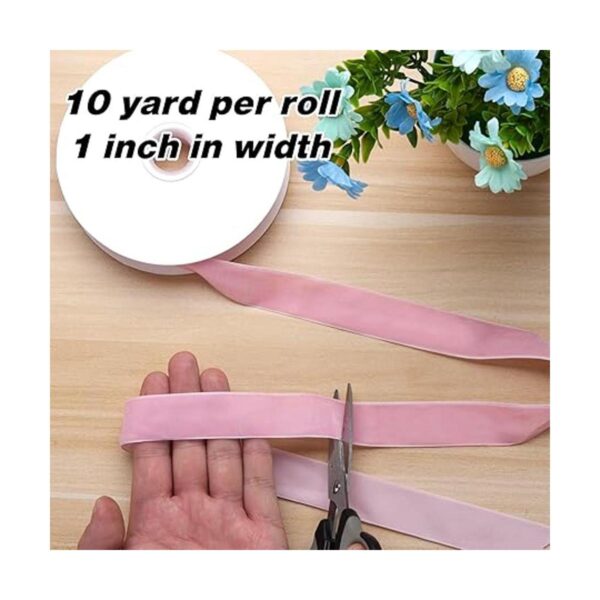 Cinta de terciopelo rosa para envolver regalos de árbol de