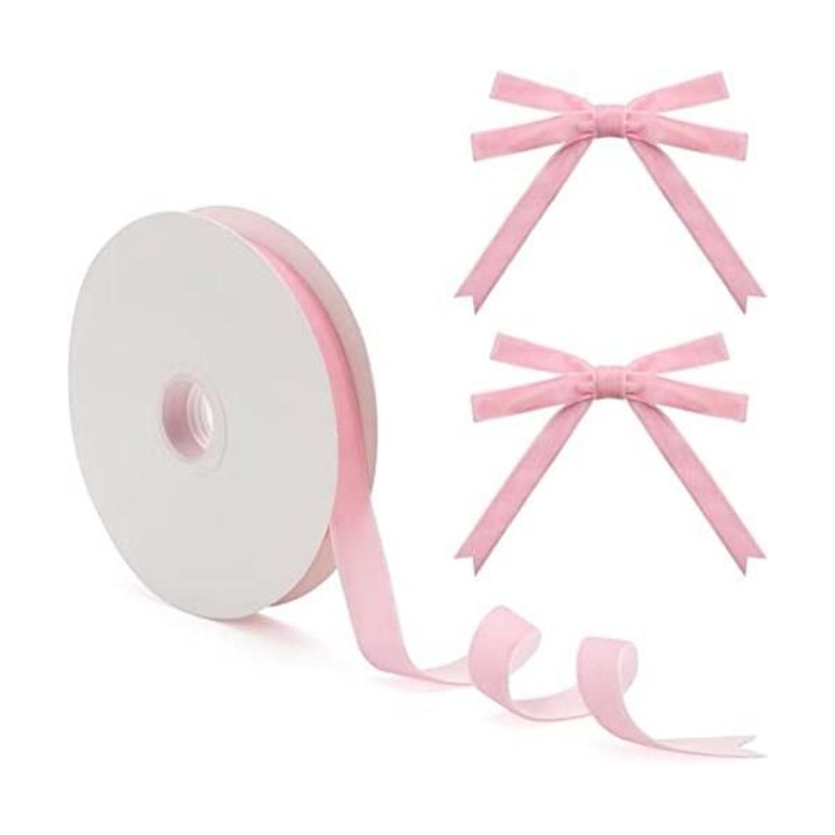 Cinta de terciopelo rosa para árbol de Navidad envoltura