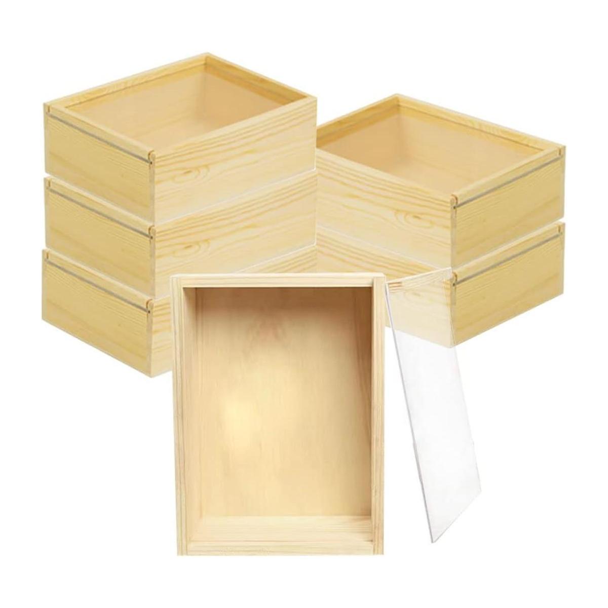 YCOSAN Paquete de 6 cajas de regalo de madera con tapa