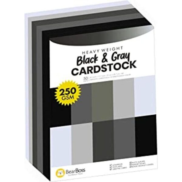 Papel grueso de cartulina de color negro y gris 50 hojas
