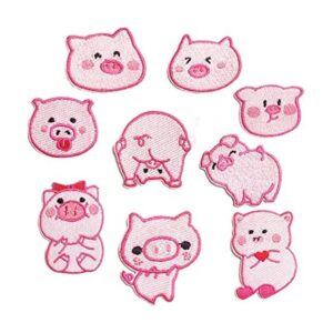 MENGSOOD 10 parches bordados de cerdo rosa parches_1