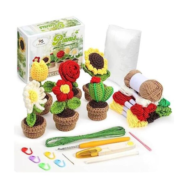PP OPOUNT Kit de ganchillo para principiantes 6 plantas