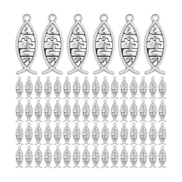 100 dijes de plata antigua de Jesús con forma de pez