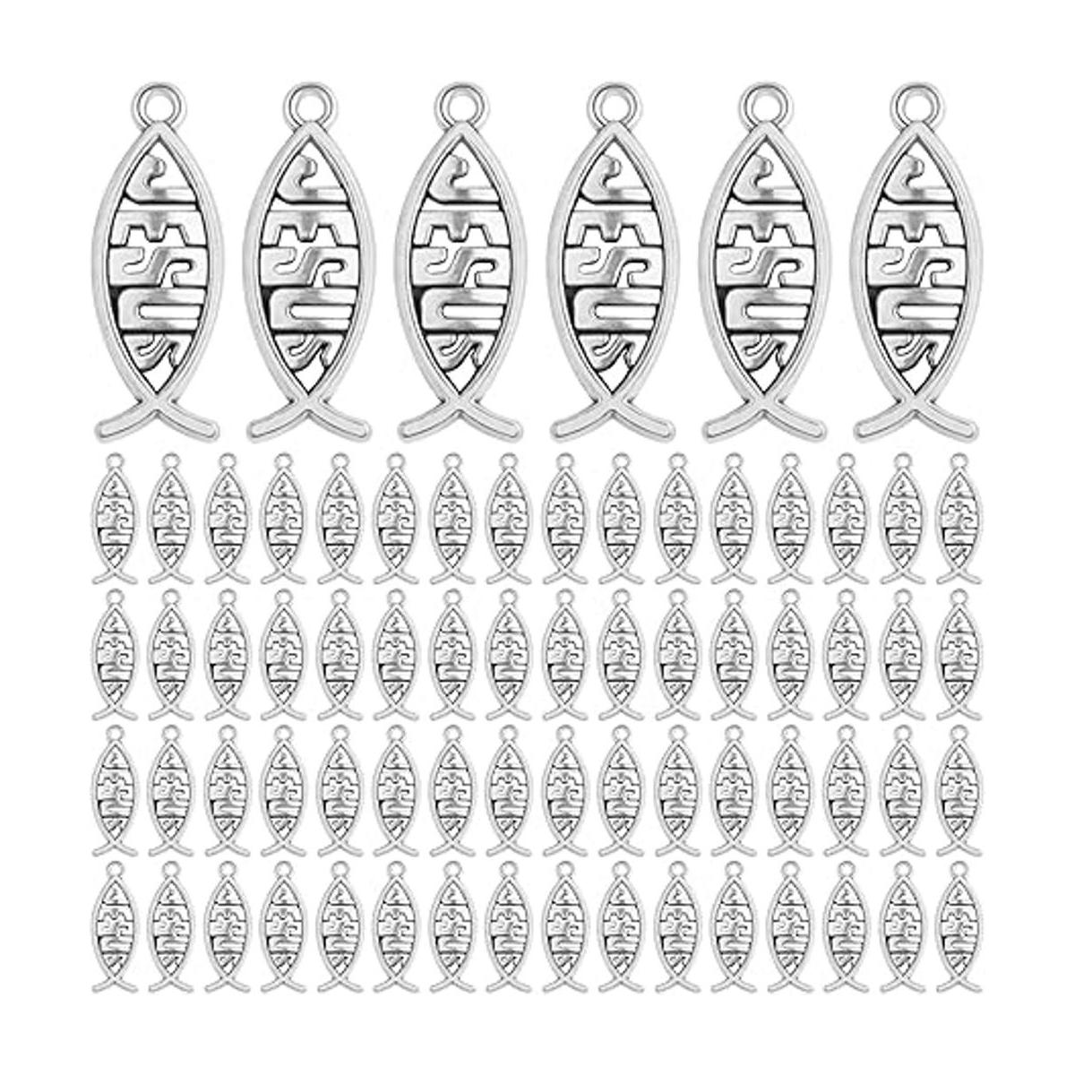100 dijes de plata antigua de Jesús con forma de pez