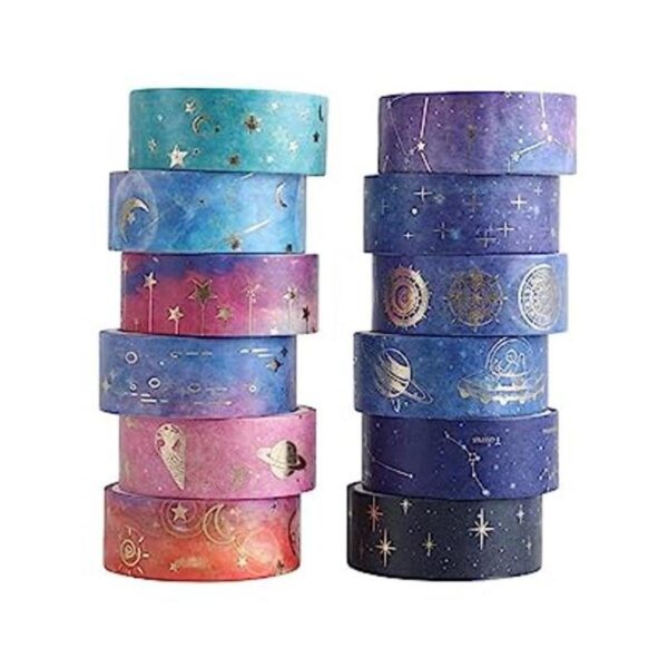 Esweny Juego de 12 rollos de cinta Galaxy Washi cinta