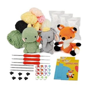 Kit de ganchillo de animales de 3 piezas muñeca de